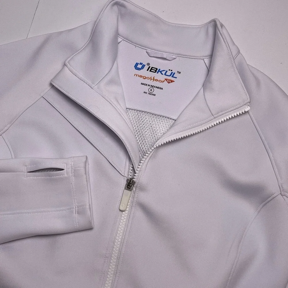 IBKUL Women's Small White Full Zip Jacket‎ Icefil Cooling UPF 50+ Mock Neck